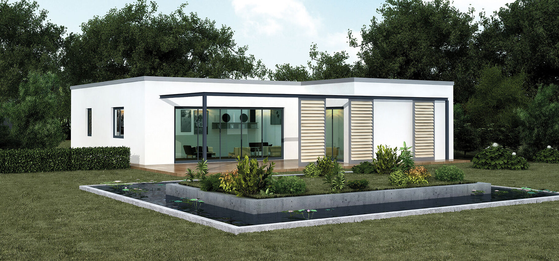 Visualisierung Massiv-Hausidee Bungalow BL 115 T