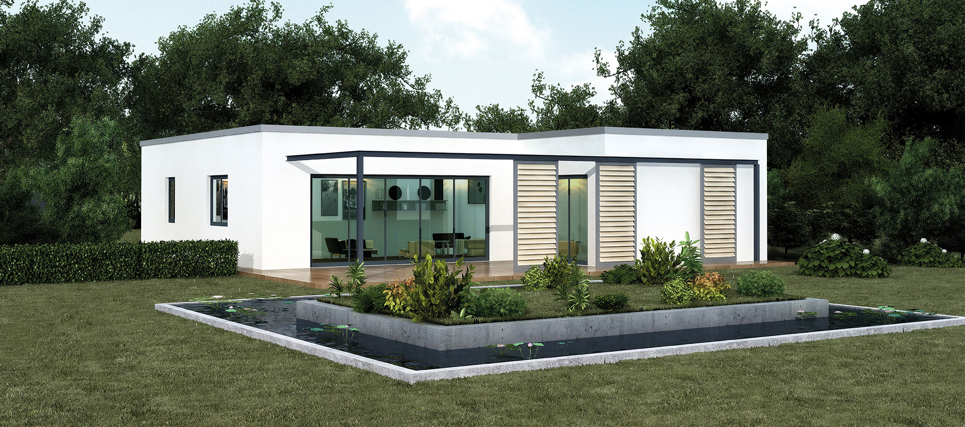 Visualisierung Massiv-Hausidee Bungalow BL 115 T