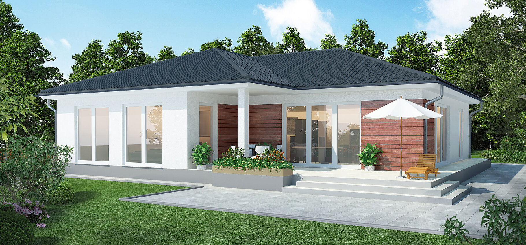 Visualisierung Massiv-Hausidee Bungalow BL 135 K