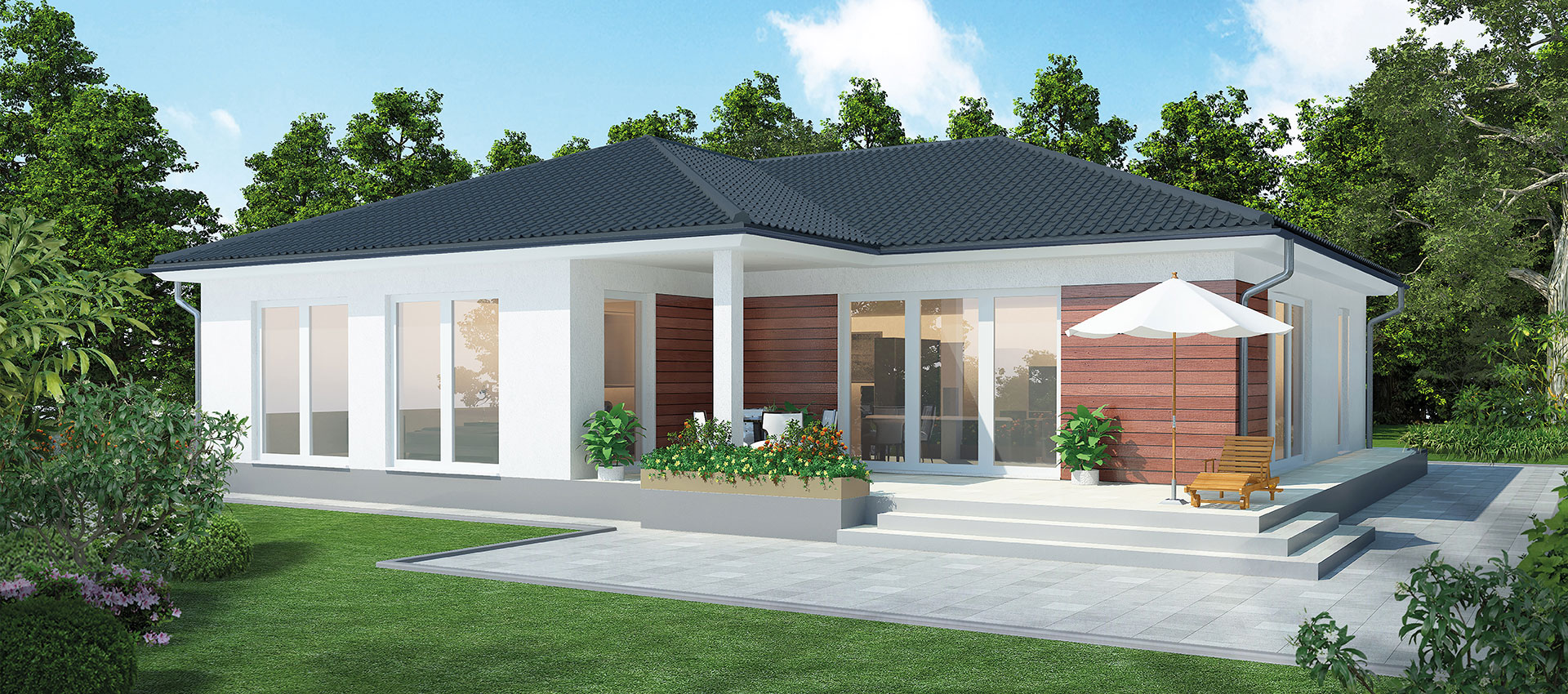 Visualisierung Massiv-Hausidee Bungalow BL 135 K