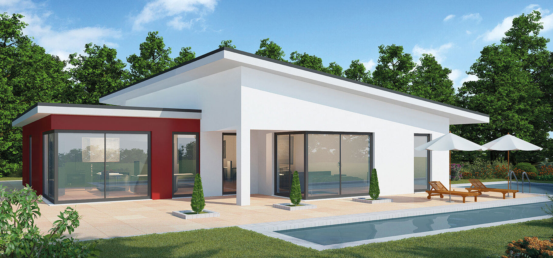 Visualisierung Massiv-Hausidee Bungalow BL 135 M