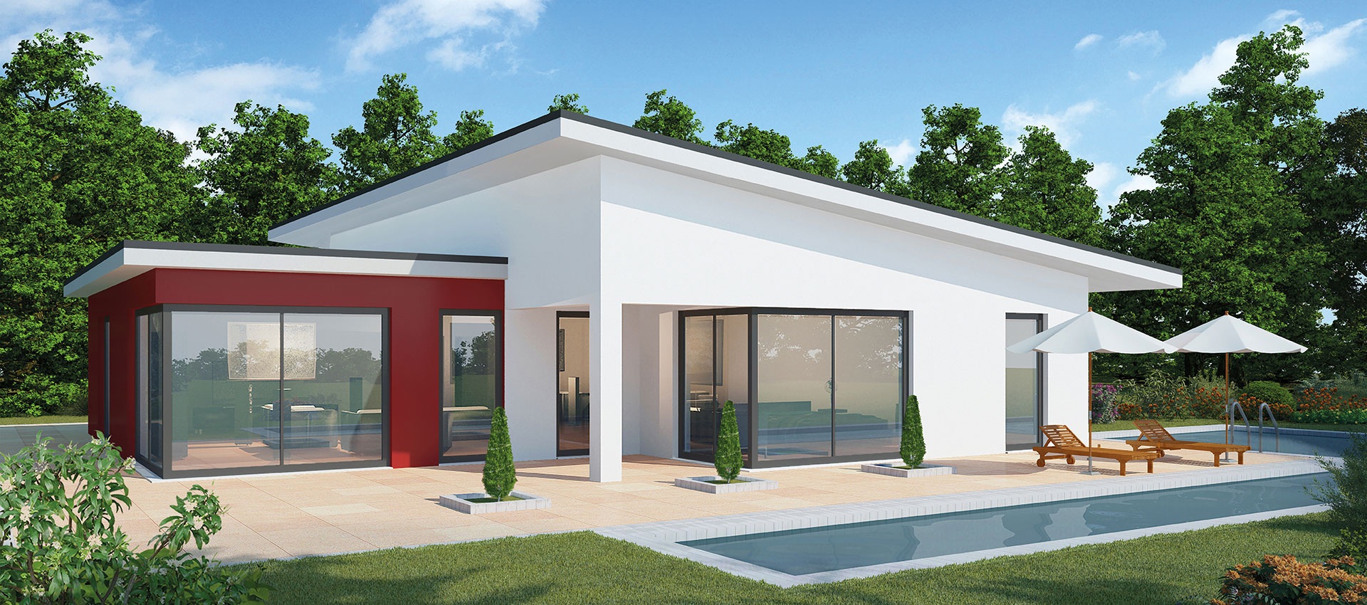 Visualisierung Massiv-Hausidee Bungalow BL 135 M