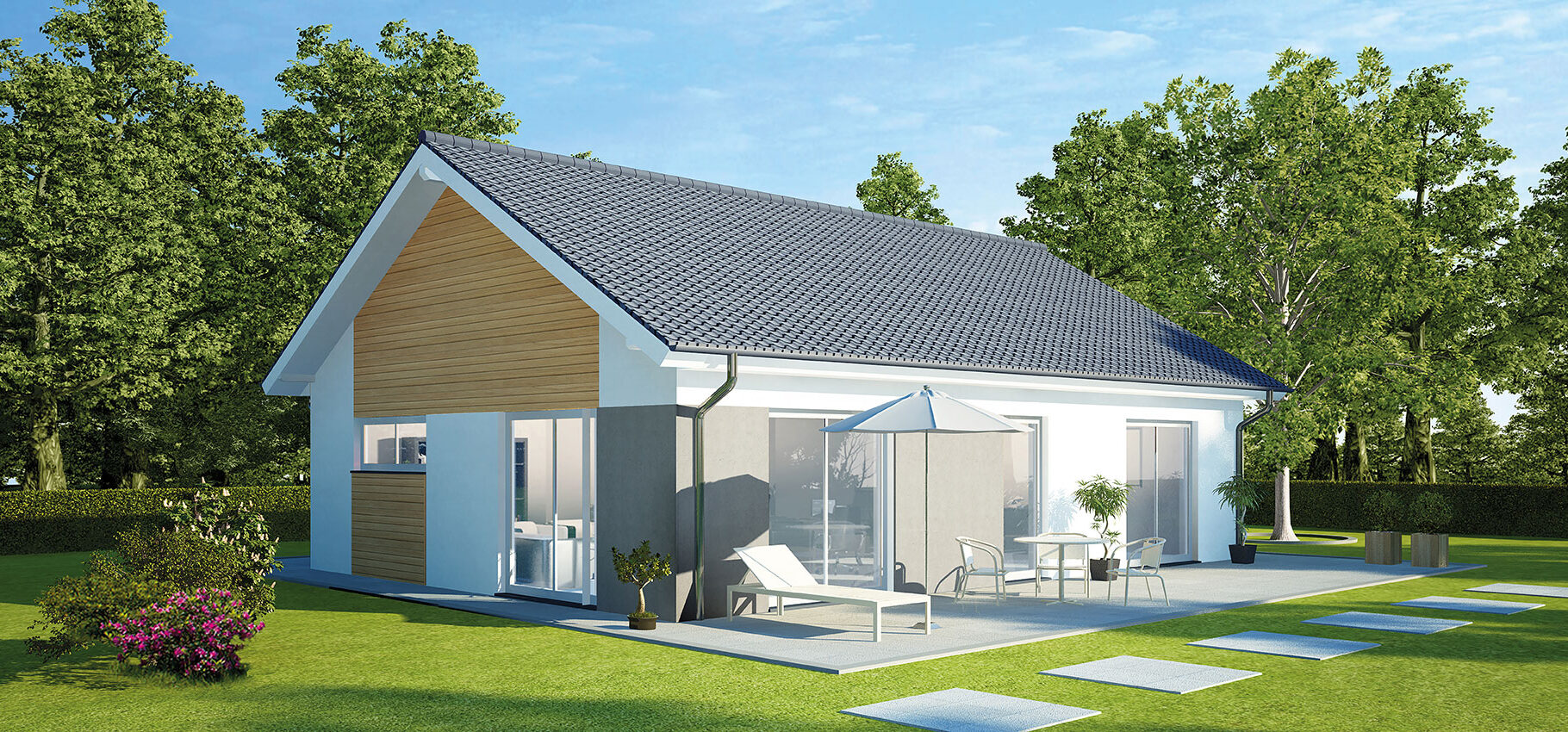 Visualisierung Massiv-Hausidee Bungalow BL 80 M