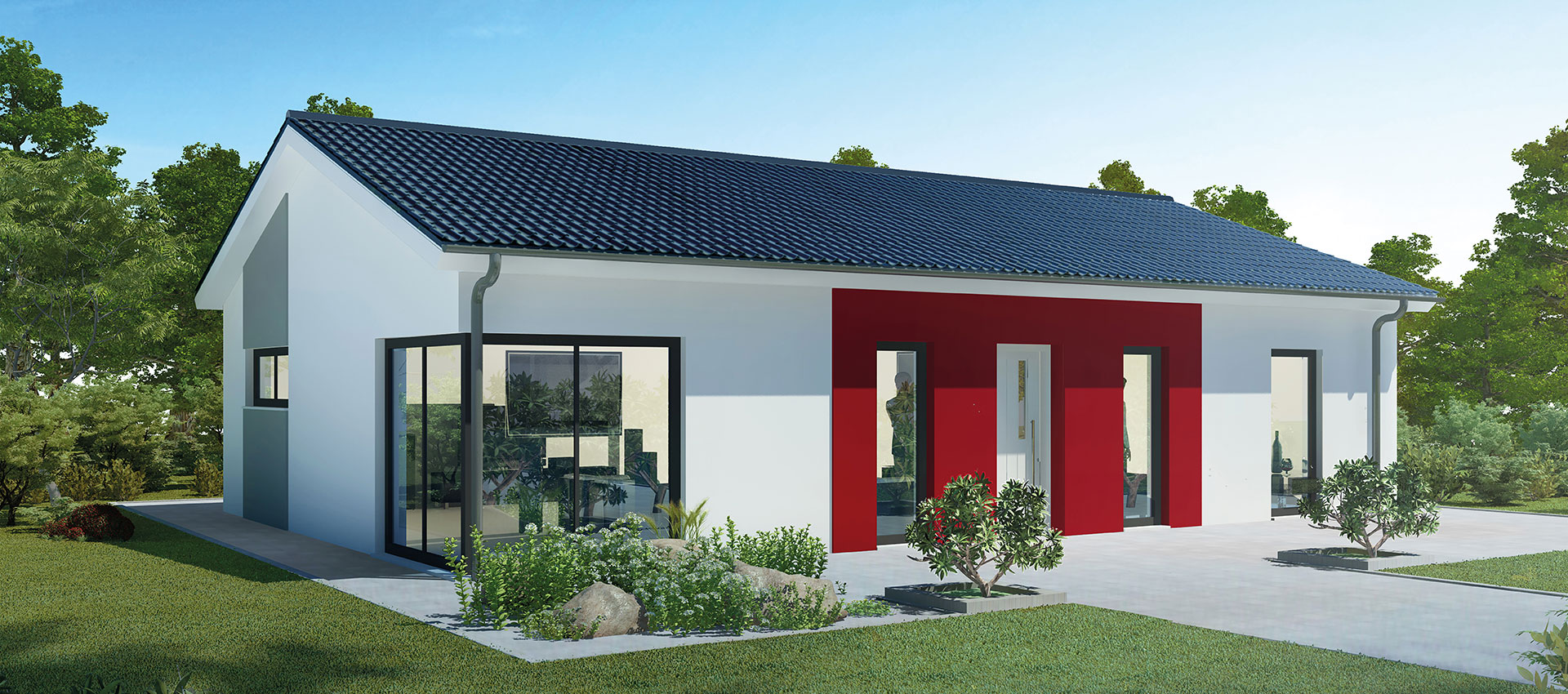 Visualisierung Massiv-Hausidee Bungalow BL 95 M