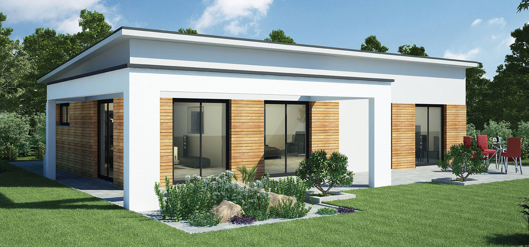 Visualisierung Massiv-Hausidee Bungalow BL 95 T